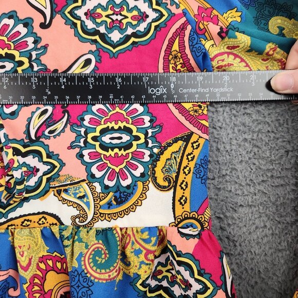 Womens Bell Sleeve Open Tie Front Kimono Medium Paisley Boho Whimsy Fairy Ruffle - Picture 4 of 11